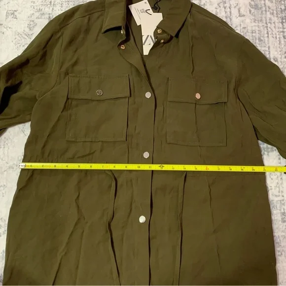 ZARA Army Green Longline Utility Jacket/Dress XS - Picture 6 of 16